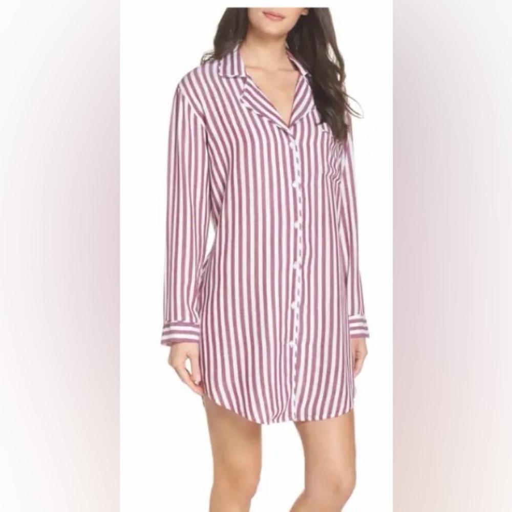 Rails Burgundy and White Striped Shirt